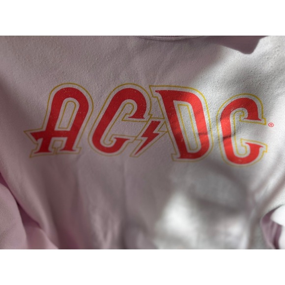 ACDC Band‎ Cropped Sweatshirt Pink Rock Concert Tour Graphic Pullover - Picture 2 of 6